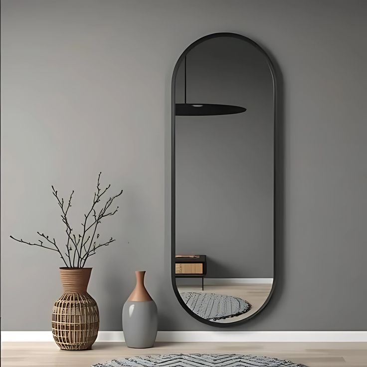 Modern Oval Pill-Shaped Wall Mirror