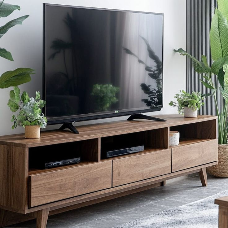 Mid-Century Modern Wooden TV Stand